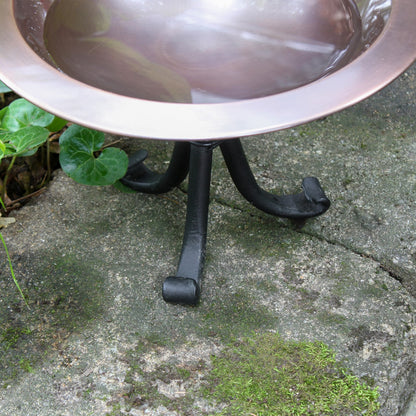 ACHLA Classic II Birdbath with Tripod Stand | Antique Copper Brass Bowl and Black Wrought Iron Base | Garden & Patio Bird Bath | Model BB-05-TR