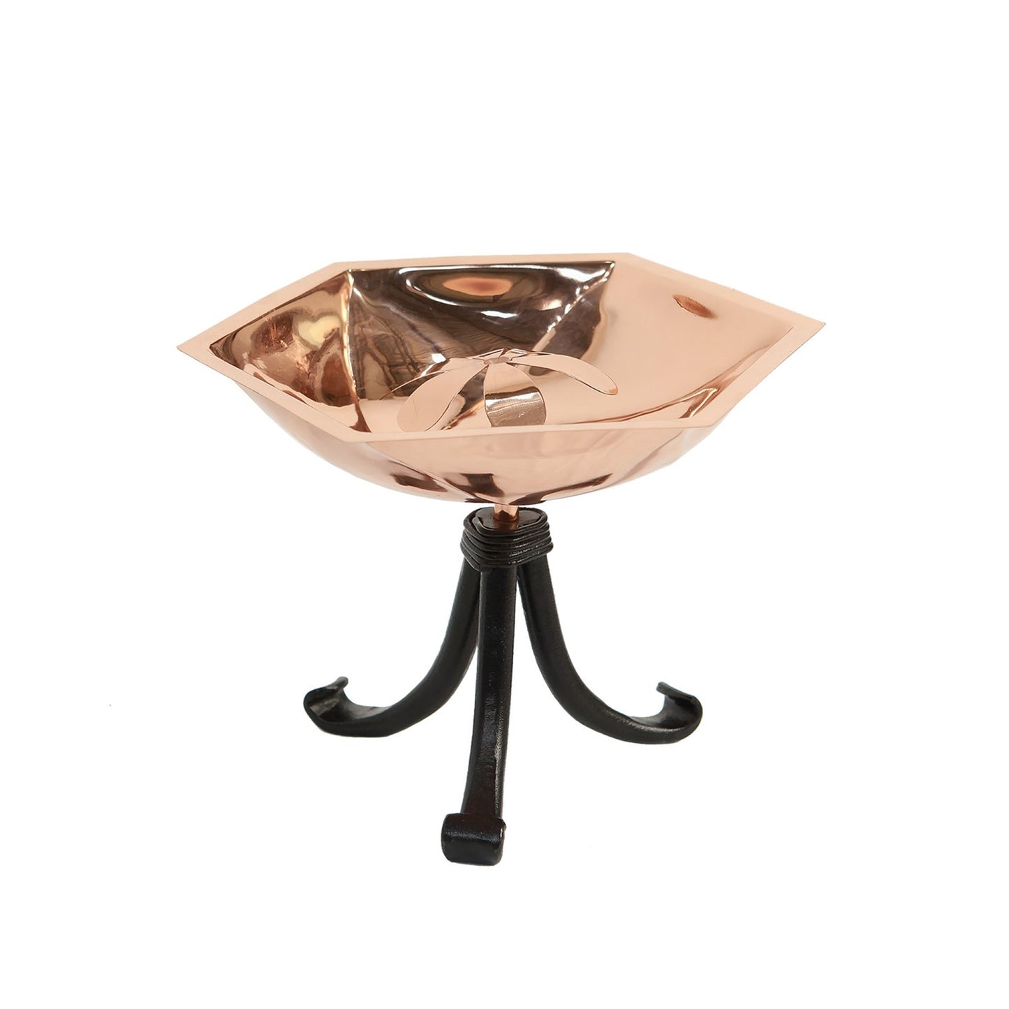 ACHLA Bee Fountain & Birdbath with Tripod Stand | Copper Plated Stainless Steel & Black Wrought Iron | Pollinator Garden & Patio | Model BB-07-TR