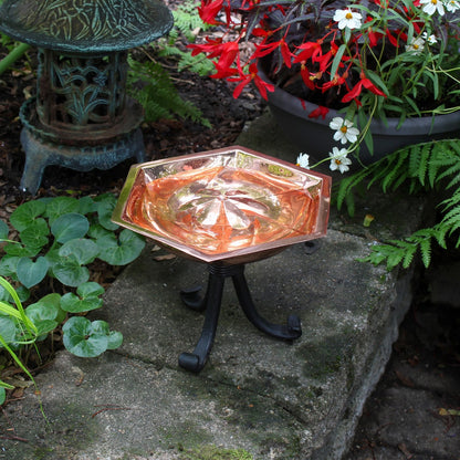 ACHLA Bee Fountain & Birdbath with Tripod Stand | Copper Plated Stainless Steel & Black Wrought Iron | Pollinator Garden & Patio | Model BB-07-TR