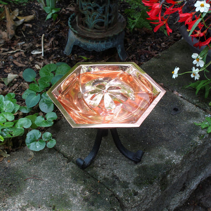 ACHLA Bee Fountain & Birdbath with Tripod Stand | Copper Plated Stainless Steel & Black Wrought Iron | Pollinator Garden & Patio | Model BB-07-TR