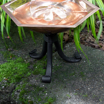ACHLA Bee Fountain & Birdbath with Tripod Stand | Copper Plated Stainless Steel & Black Wrought Iron | Pollinator Garden & Patio | Model BB-07-TR