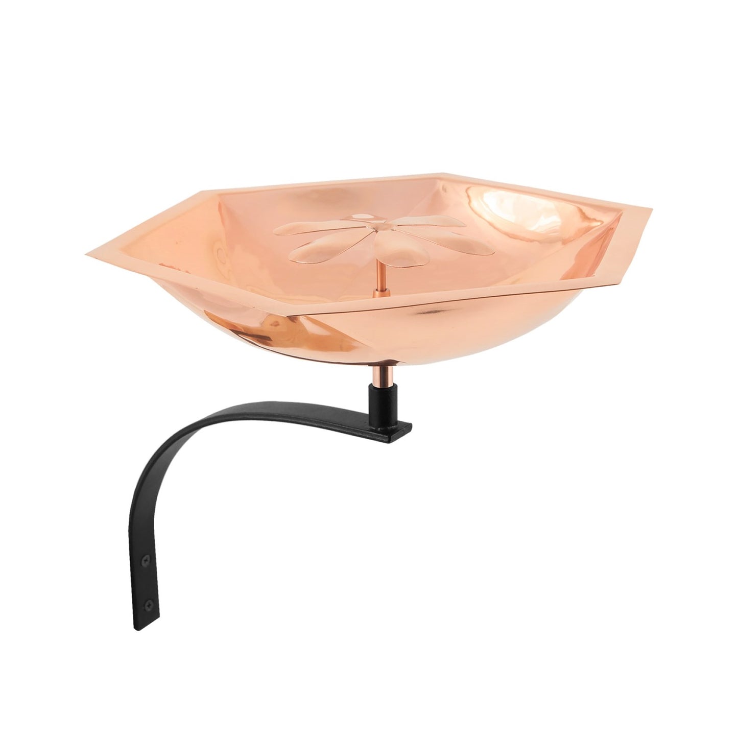 ACHLA Bee Fountain & Birdbath | Copper-Plated Stainless Steel and Wrought Iron | Pollinator Garden & Patio Water Feature | Model BB-07-WM