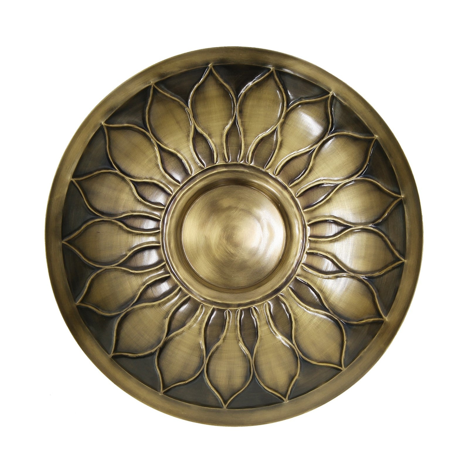 ACHLA African Daisy Birdbath Over Rail Bracket | Antique Brass & Wrought Iron | Deck & Balcony Bird Watching | 16.75 x 16 x 9 in | Model BB-09-OR2