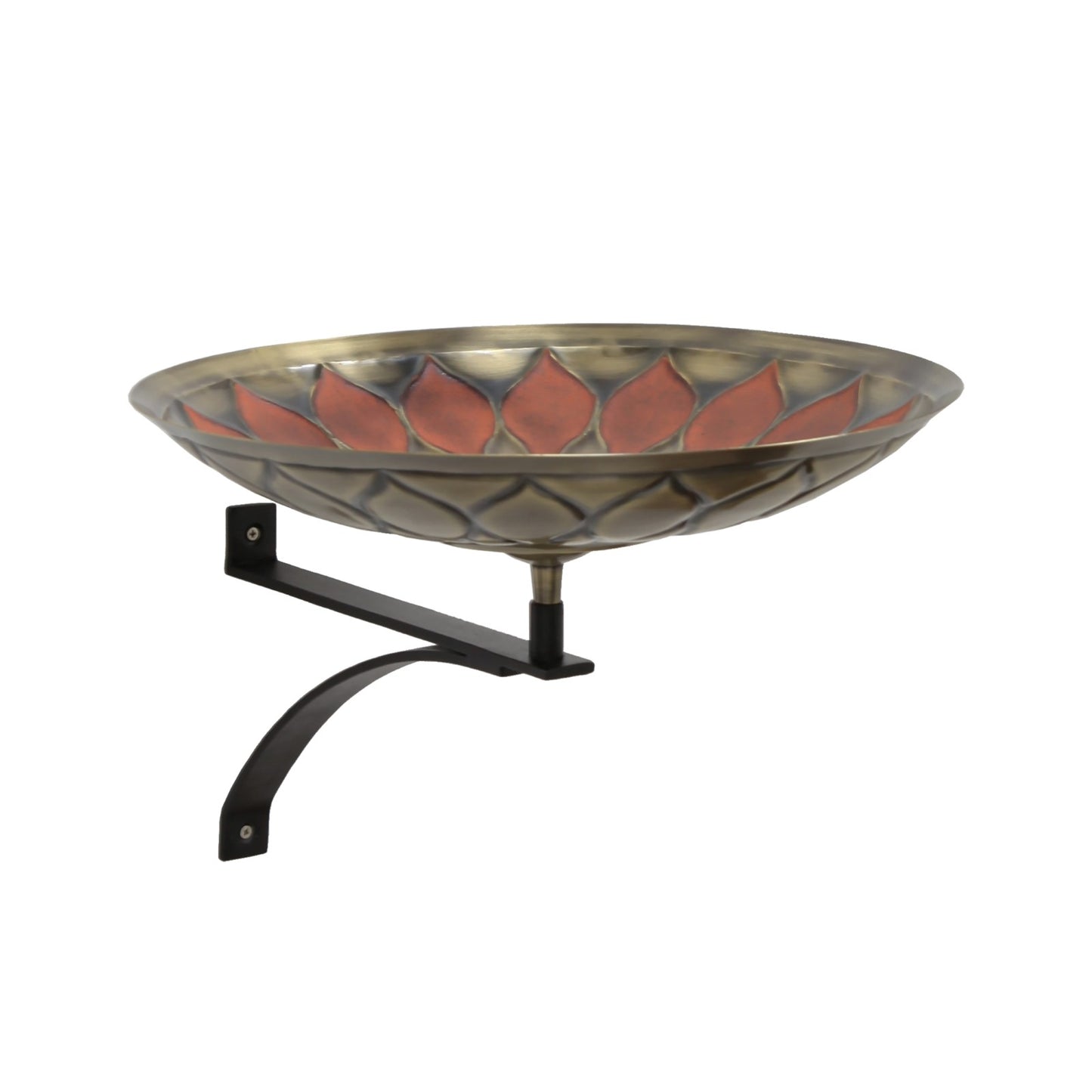 ACHLA Red African Daisy Birdbath Wall Mount Bracket | Antique Brass & Black Wrought Iron | Patio & Garden Bird Bath | Model BB-09R-WM2
