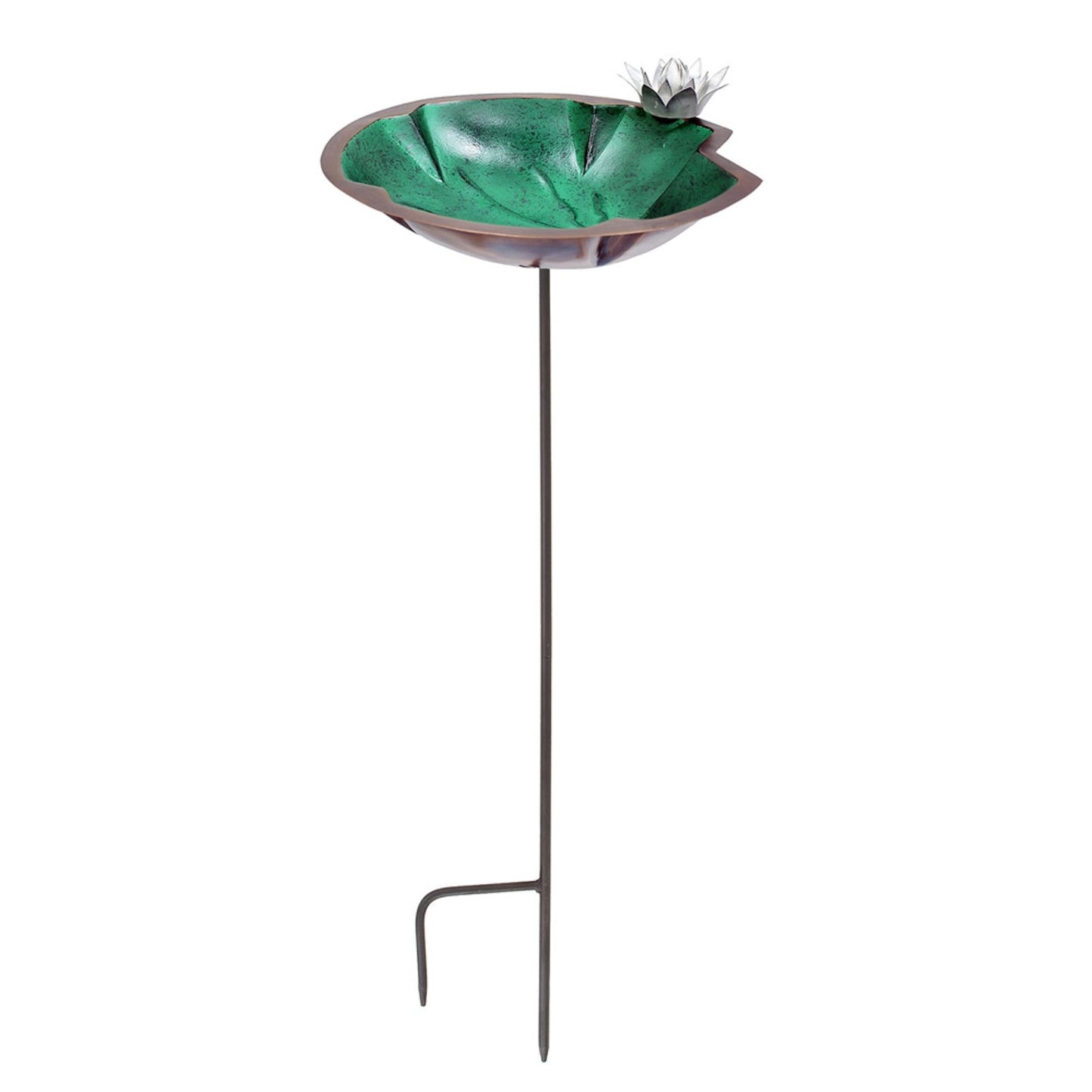 ACHLA Lilypad Birdbath with Stake | Antique Copper Plated and Patina Stainless Steel | Backyard & Garden Water Feature | Model BB-10-S