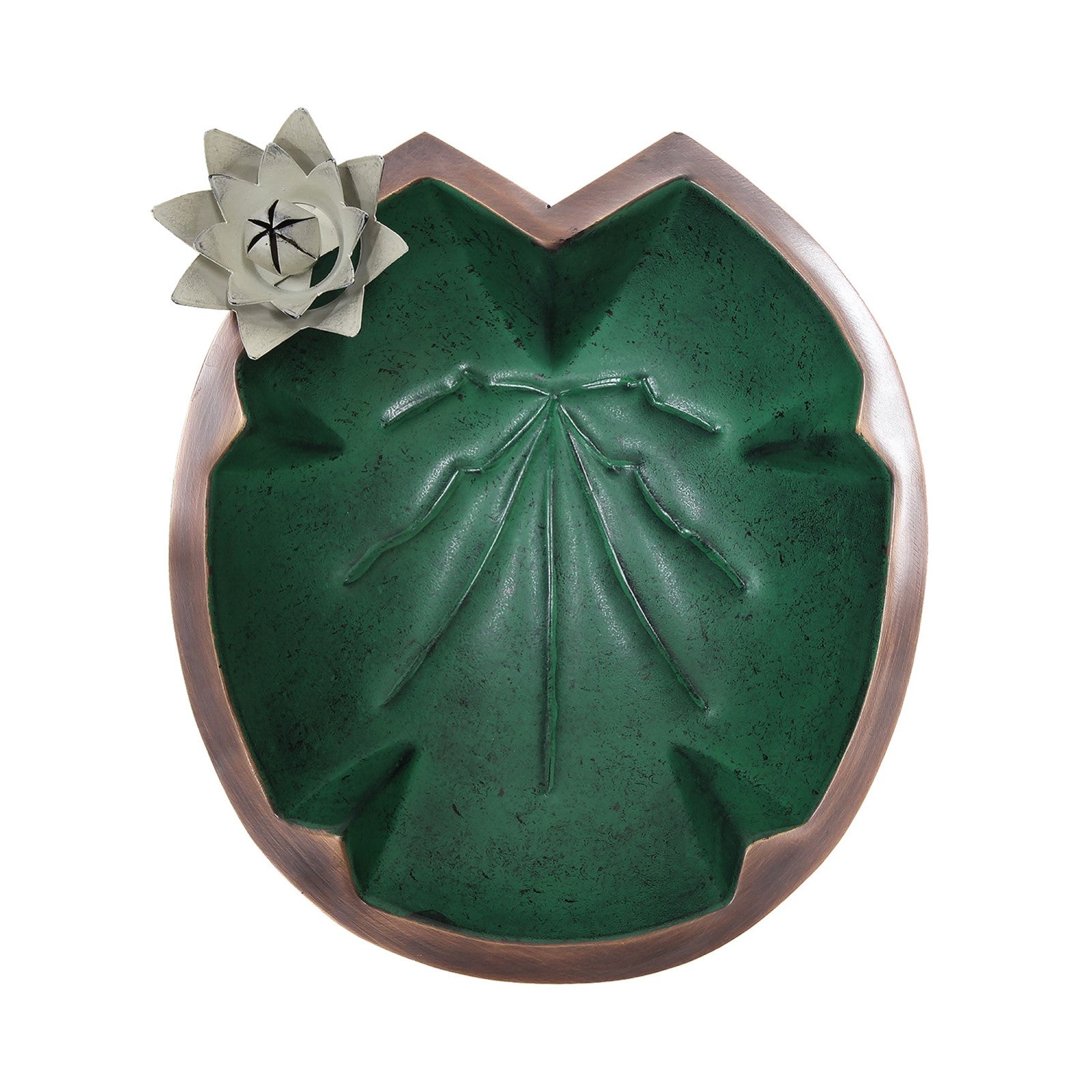 ACHLA Lilypad Birdbath with Stake | Antique Copper Plated and Patina Stainless Steel | Backyard & Garden Water Feature | Model BB-10-S