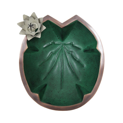 ACHLA Lilypad 14in Wall-Mounted Birdbath | Antique Copper and Patina Brass Bowl on Black Wrought Iron Bracket | Patio & Garden | Model BB-10-WM