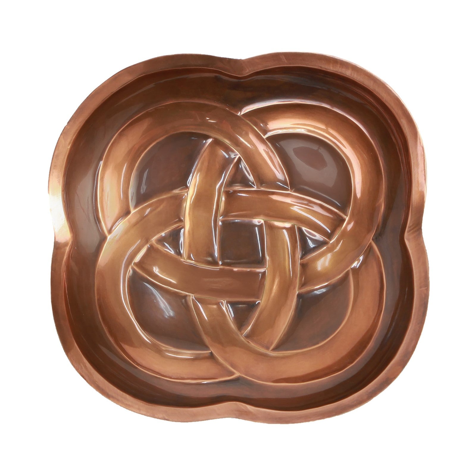 ACHLA Dara Knot Birdbath with Rail Mount Bracket | Celtic Love Knot Design Antique Copper Brass and Black Wrought Iron | Deck | Model BB-11-RM