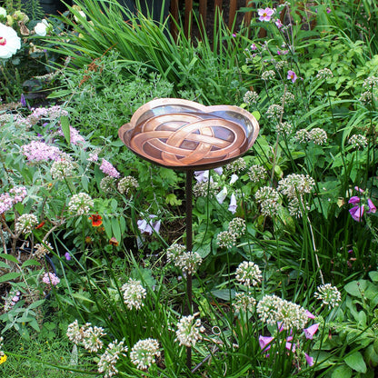 ACHLA Dara Knot Staked Birdbath | Antique Copper Brass and Wrought Iron | Garden & Patio Bird Bath | 10.5 x 11.75 x 39 in | Model BB-11-S