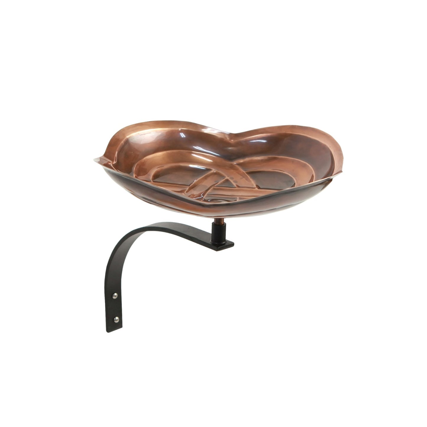 ACHLA Dara Knot Birdbath with Wall Bracket | Antique Copper Brass and Black Wrought Iron | Garden & Patio Bird Bath | 10 x 14 x 12 in | Model BB-11-WM