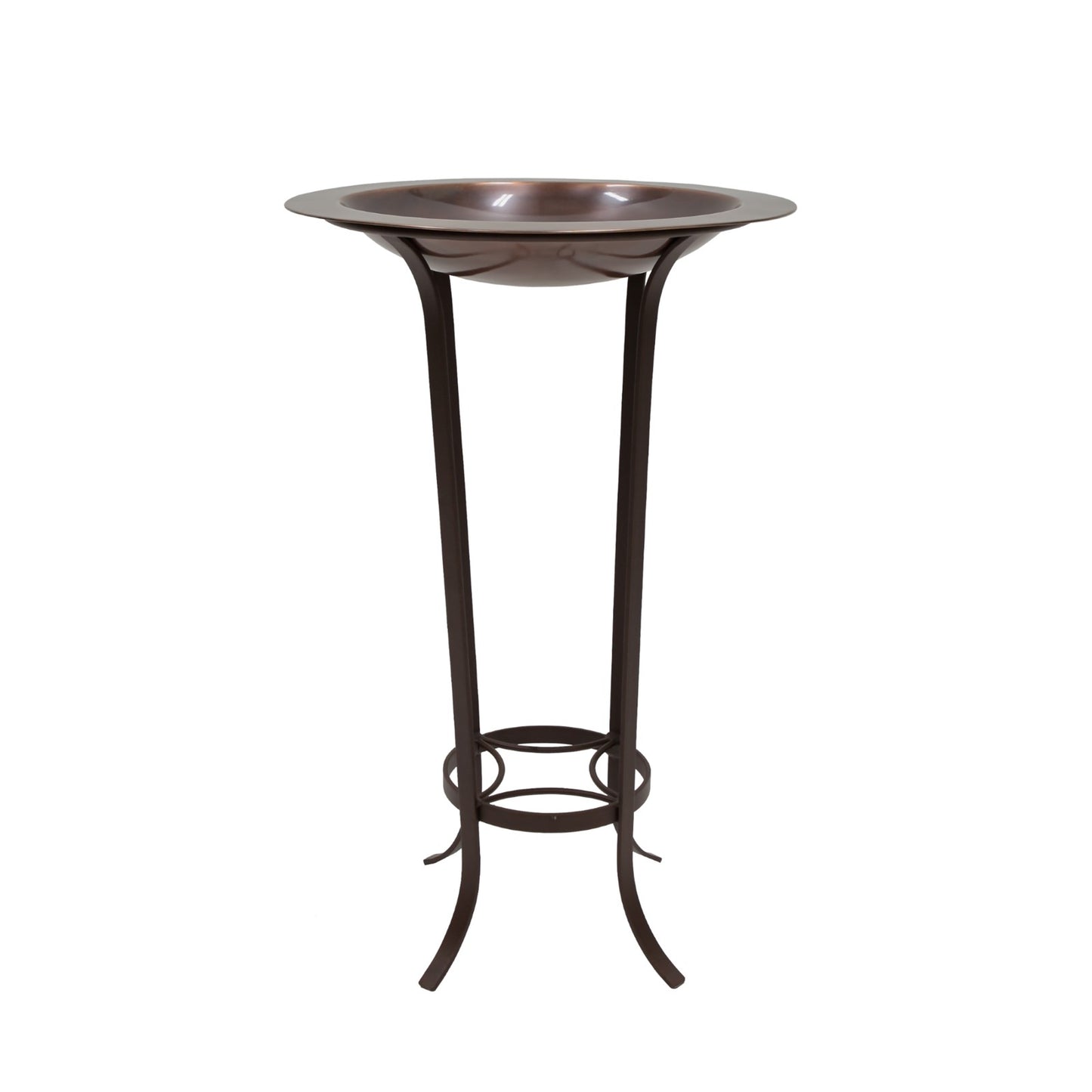 ACHLA 18in Classic Birdbath/Tulip Stand | Antique Copper Brass Bowl and Roman Bronze Wrought Iron Stand | Garden & Patio Accent | Model BB-12-S19