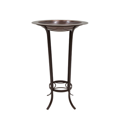 ACHLA 18in Classic Birdbath/Tulip Stand | Antique Copper Brass Bowl and Roman Bronze Wrought Iron Stand | Garden & Patio Accent | Model BB-12-S19