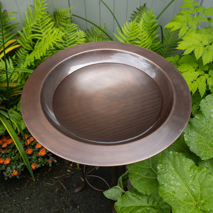 ACHLA 18in Classic Birdbath/Tulip Stand | Antique Copper Brass Bowl and Roman Bronze Wrought Iron Stand | Garden & Patio Accent | Model BB-12-S19