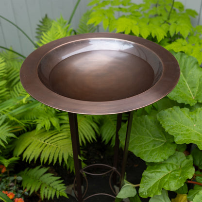 ACHLA 18in Classic Birdbath/Tulip Stand | Antique Copper Brass Bowl and Roman Bronze Wrought Iron Stand | Garden & Patio Accent | Model BB-12-S19