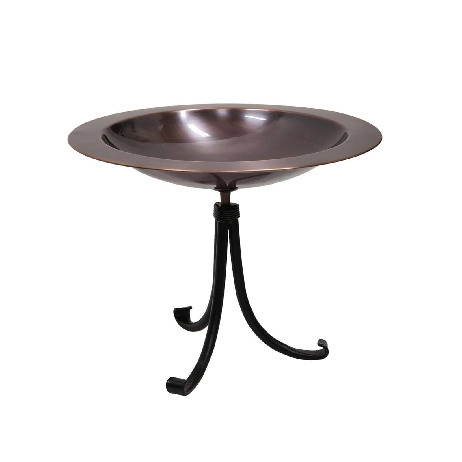 ACHLA 18in Birdbath with Tall Tripod Stand | Antique Copper Brass Bowl and Black Wrought Iron Base | Garden & Patio Accent | Model BB-12T-TR2