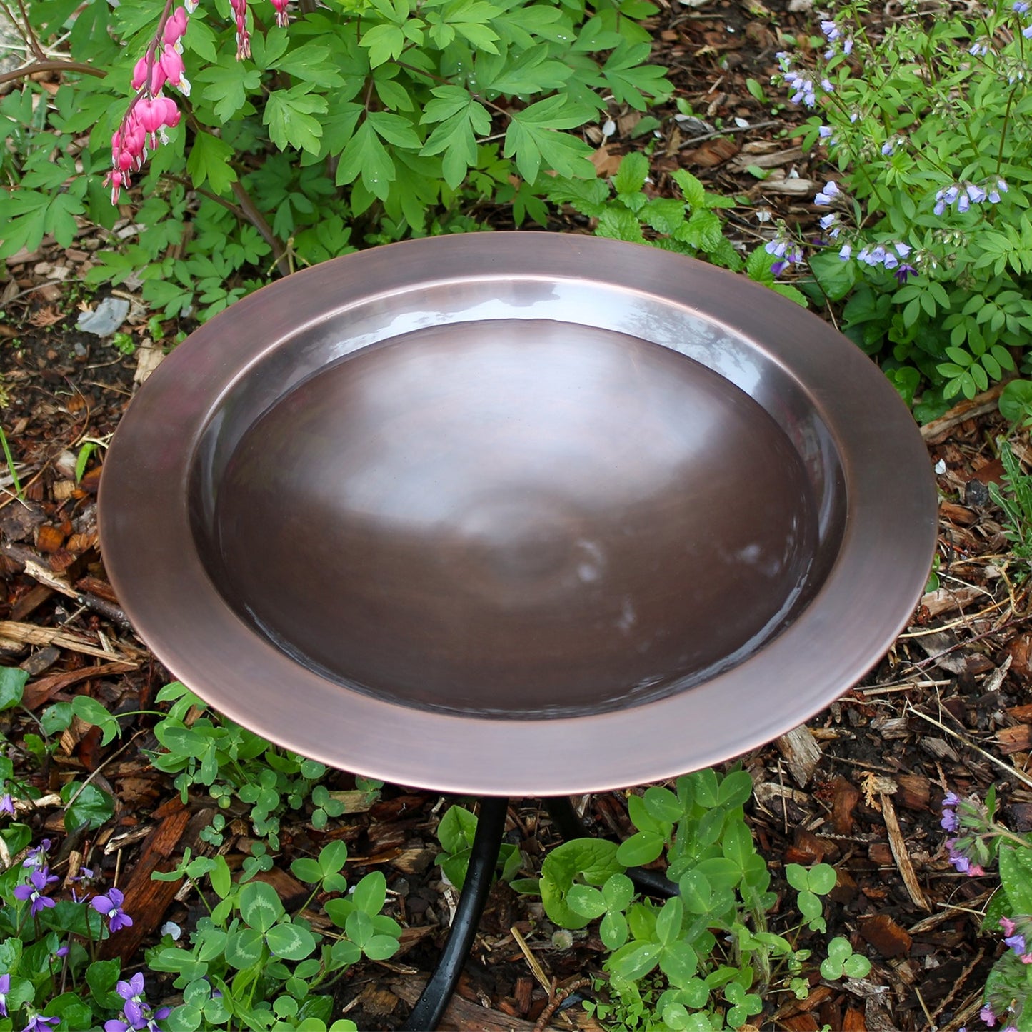 ACHLA 18in Birdbath with Tall Tripod Stand | Antique Copper Brass Bowl and Black Wrought Iron Base | Garden & Patio Accent | Model BB-12T-TR2