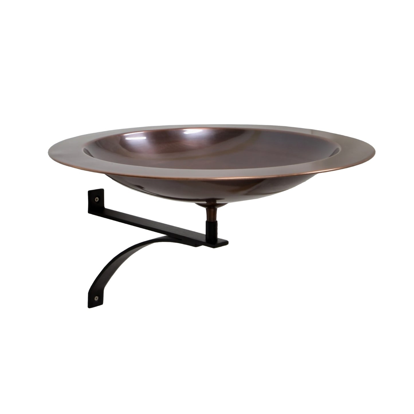 ACHLA 18in Wall-Mounted Birdbath | Antique Copper Brass Bowl and Black Wrought Iron Bracket | Porch & Deck Garden Accent | Model BB-12T-WM2