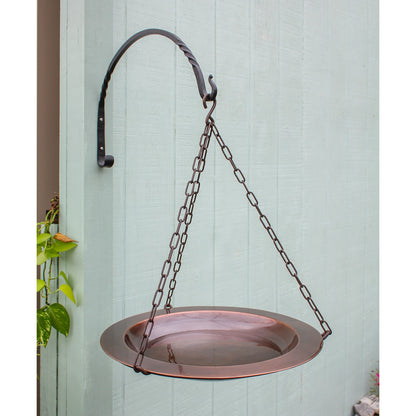ACHLA Classic 18in Hanging Birdbath | Antique Copper and Roman Bronze Wrought Iron | Garden & Yard Wildlife Decor | 18 x 18 x 23 in | Model BBH-04CP