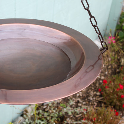 ACHLA Classic 18in Hanging Birdbath | Antique Copper and Roman Bronze Wrought Iron | Garden & Yard Wildlife Decor | 18 x 18 x 23 in | Model BBH-04CP