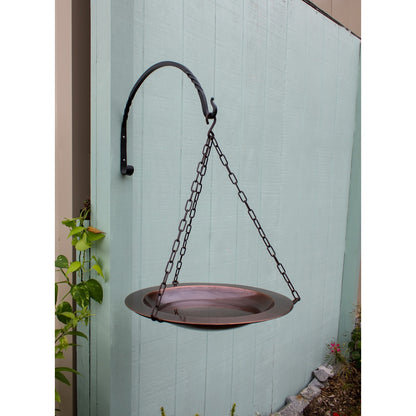 ACHLA Classic 18in Hanging Birdbath | Antique Copper and Roman Bronze Wrought Iron | Garden & Yard Wildlife Decor | 18 x 18 x 23 in | Model BBH-04CP