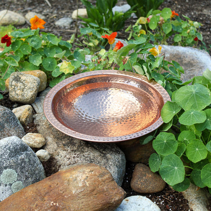 ACHLA Hammered Copper Bowl with Rim | 12.5in Polished Copper Decorative Bowl | Entryway & Kitchen Accent | 12 x 12 x 3 in | Model BBHC-01