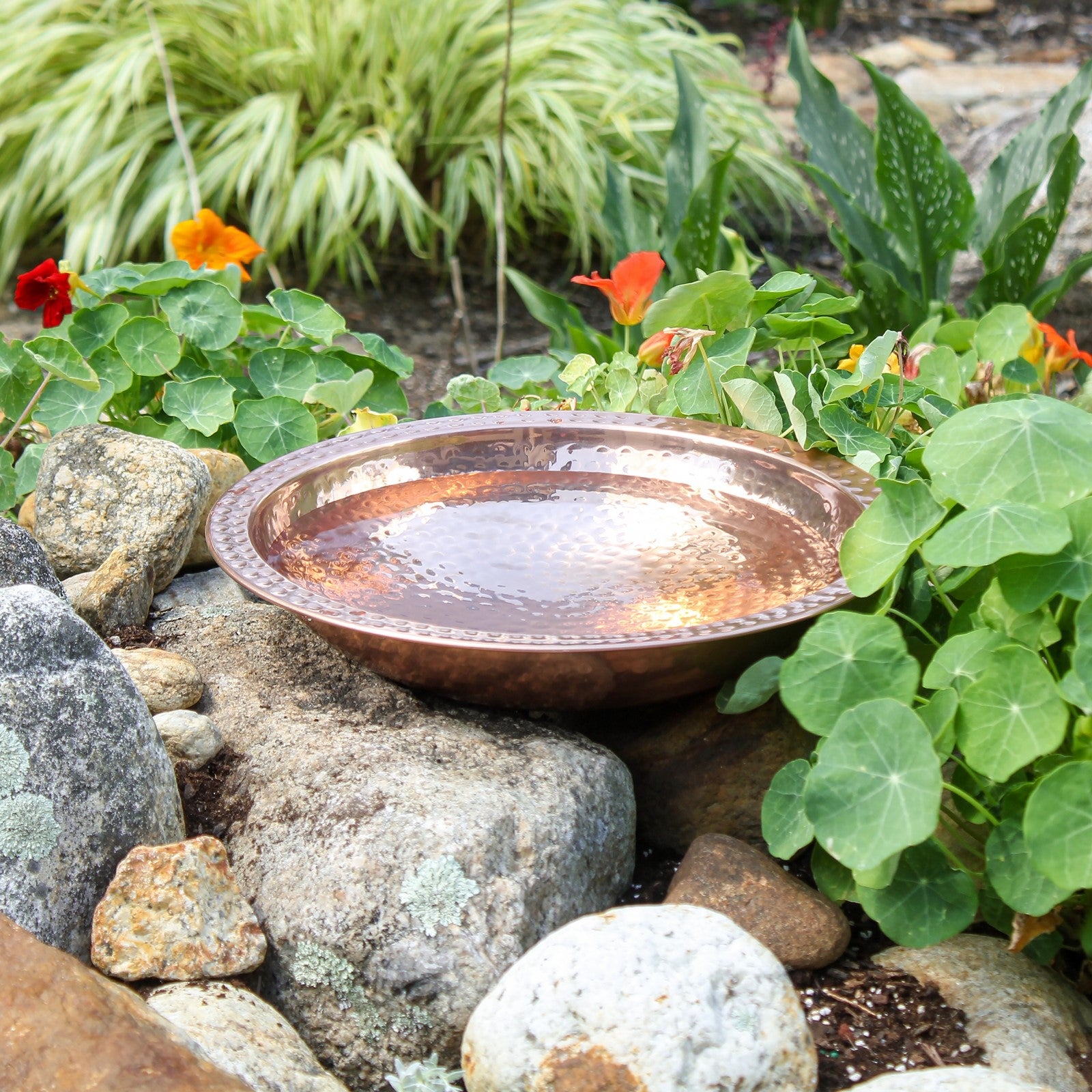 ACHLA Hammered Copper Bowl with Rim | 12.5in Polished Copper Decorative Bowl | Entryway & Kitchen Accent | 12 x 12 x 3 in | Model BBHC-01