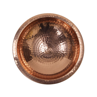 ACHLA Hammered Copper Bowl with Rim | 12.5in Polished Copper Decorative Bowl | Entryway & Kitchen Accent | 12 x 12 x 3 in | Model BBHC-01