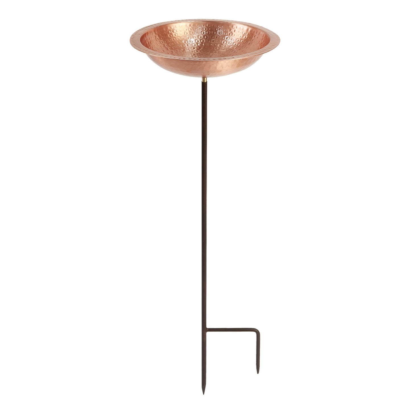 ACHLA Hammered Solid Copper Birdbath | Satin Copper and Roman Bronze Wrought Iron | Garden & Patio Bird Bath | 12 x 12 x 39 in | Model BBHC-02T-S
