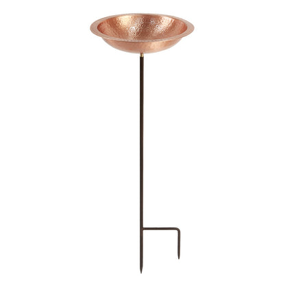 ACHLA Hammered Solid Copper Birdbath | Satin Copper and Roman Bronze Wrought Iron | Garden & Patio Bird Bath | 12 x 12 x 39 in | Model BBHC-02T-S
