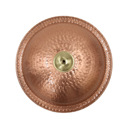 ACHLA Hammered Solid Copper Birdbath | Satin Copper and Roman Bronze Wrought Iron | Garden & Patio Bird Bath | 12 x 12 x 39 in | Model BBHC-02T-S