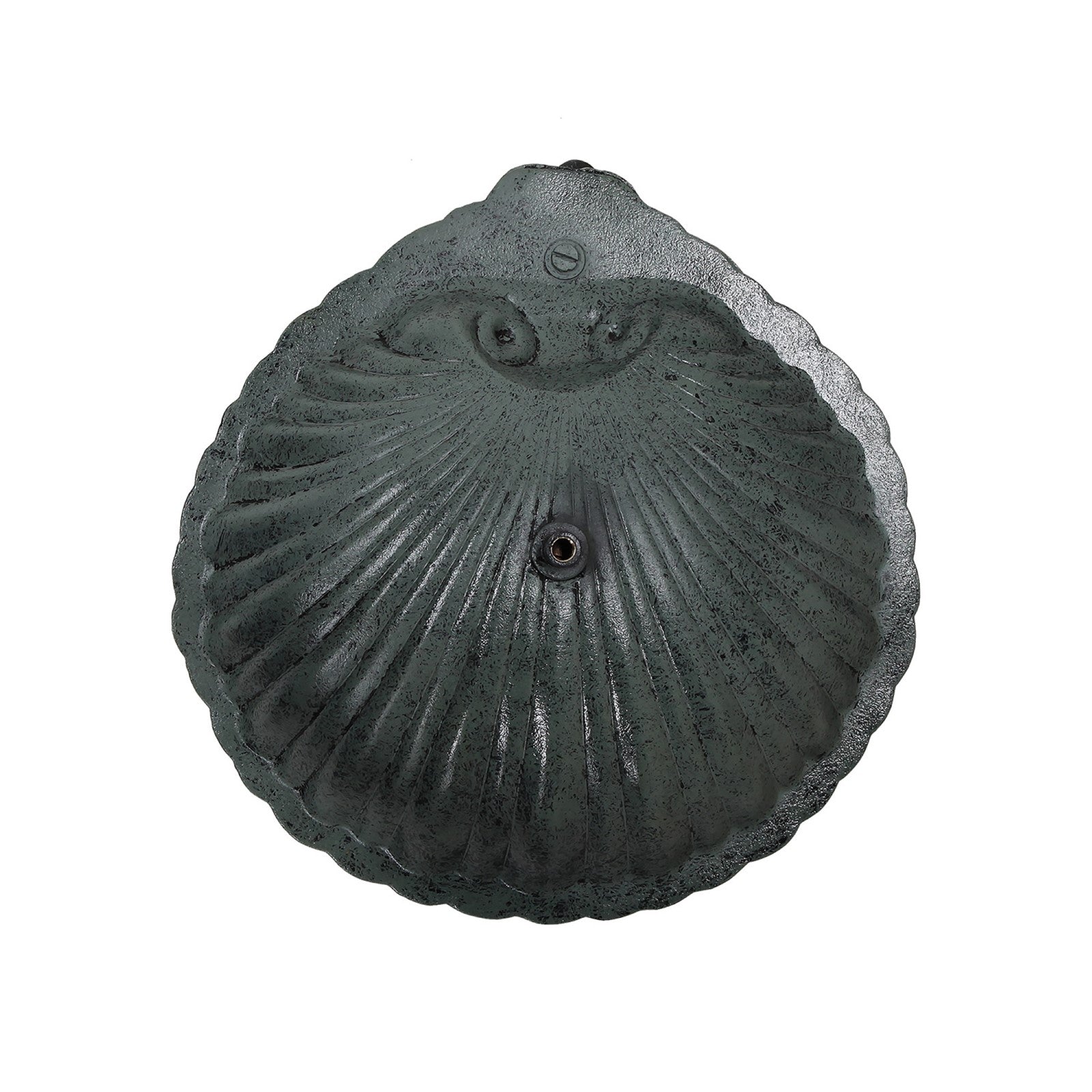 ACHLA Scallop Shell Birdbath with Stand | Antique Brass with Verdi Finish Brass | Garden & Patio Bird Bath | 11 x 11 x 2.5-4 in | Model BBM-01-S