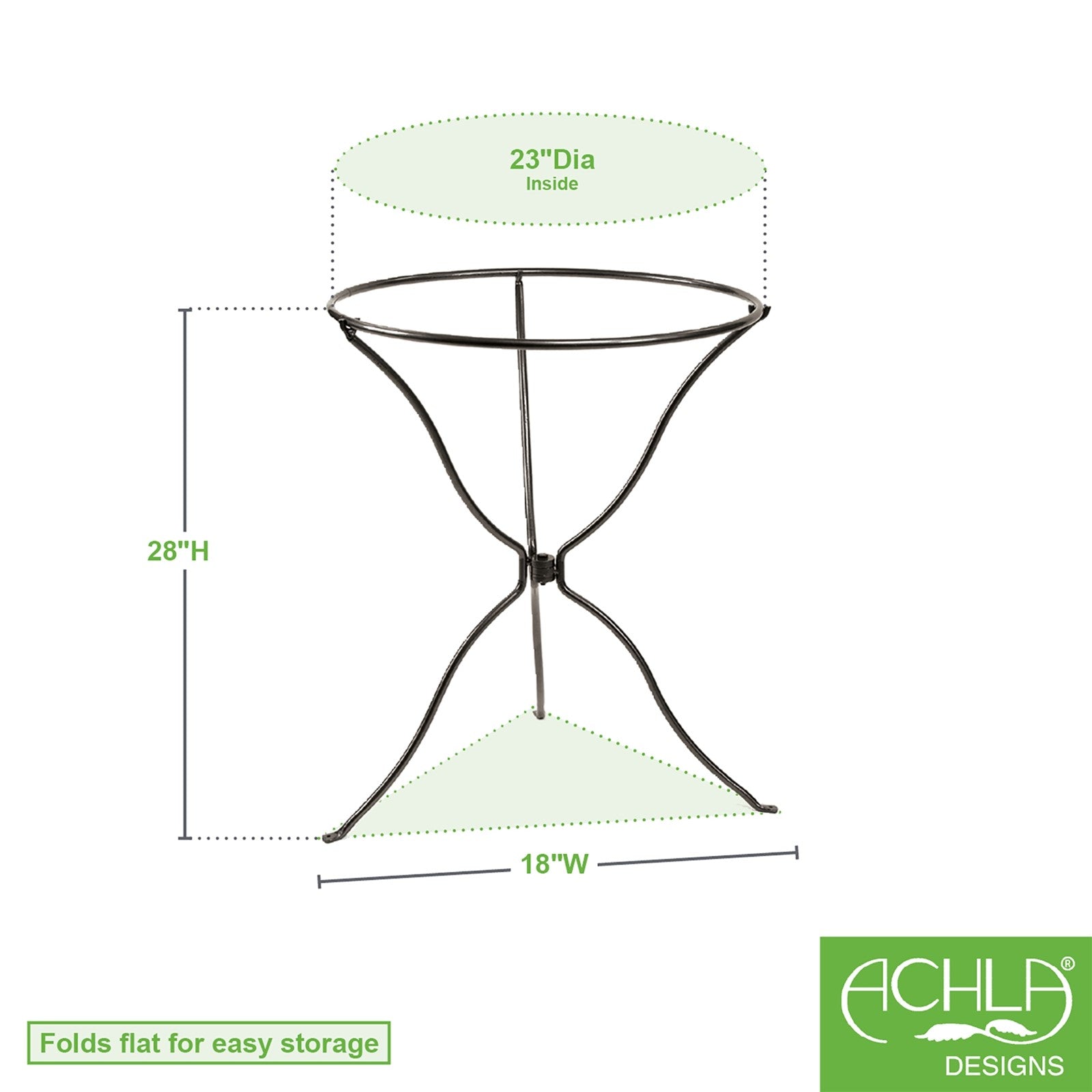 ACHLA Tripod Ring Stand | Graphite Powder-Coated Wrought Iron | Garden & Patio Birdbath Stand | 23in Dia x 29in H | Model BBS-14