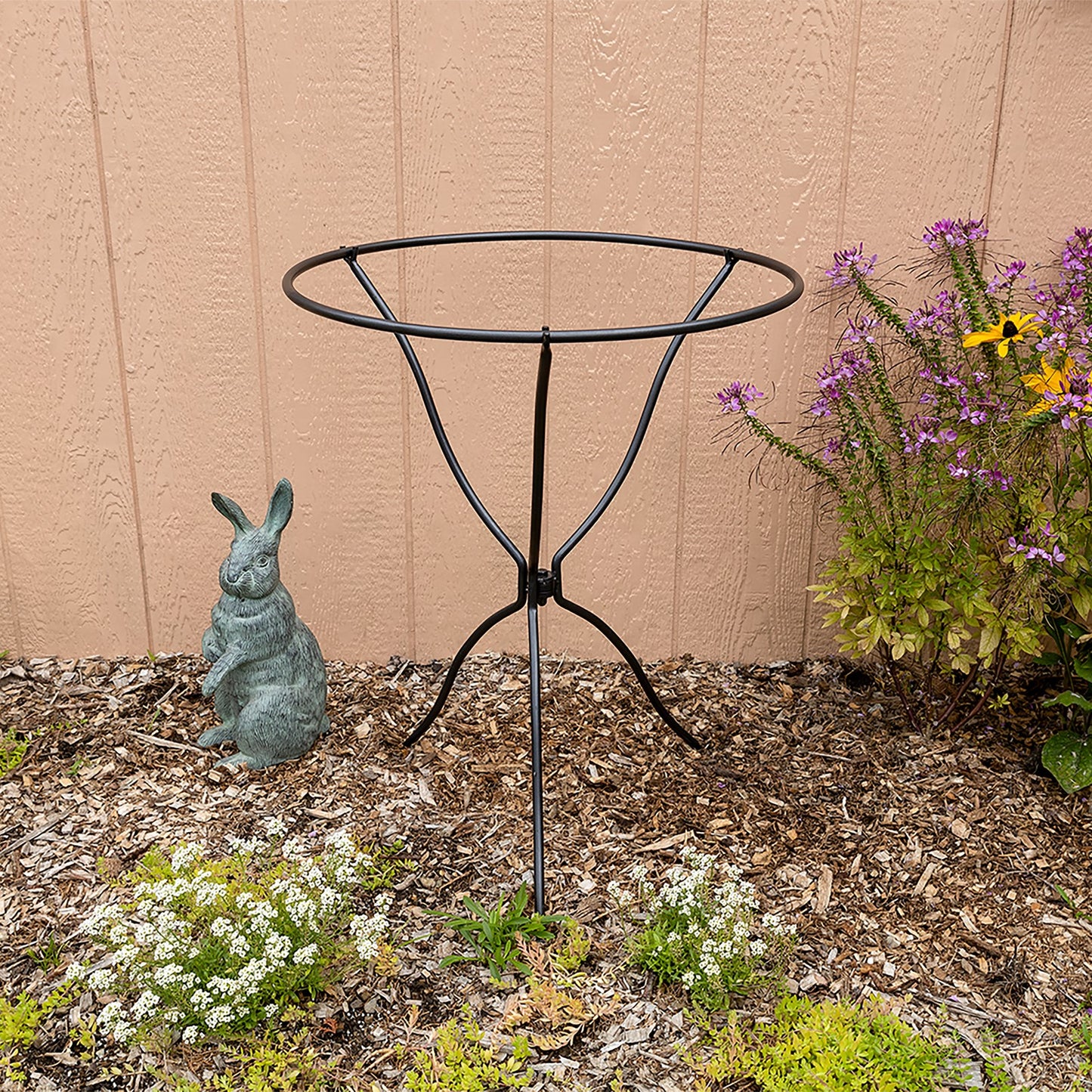 ACHLA Tripod Ring Stand | Graphite Powder-Coated Wrought Iron | Garden & Patio Birdbath Stand | 23in Dia x 29in H | Model BBS-14