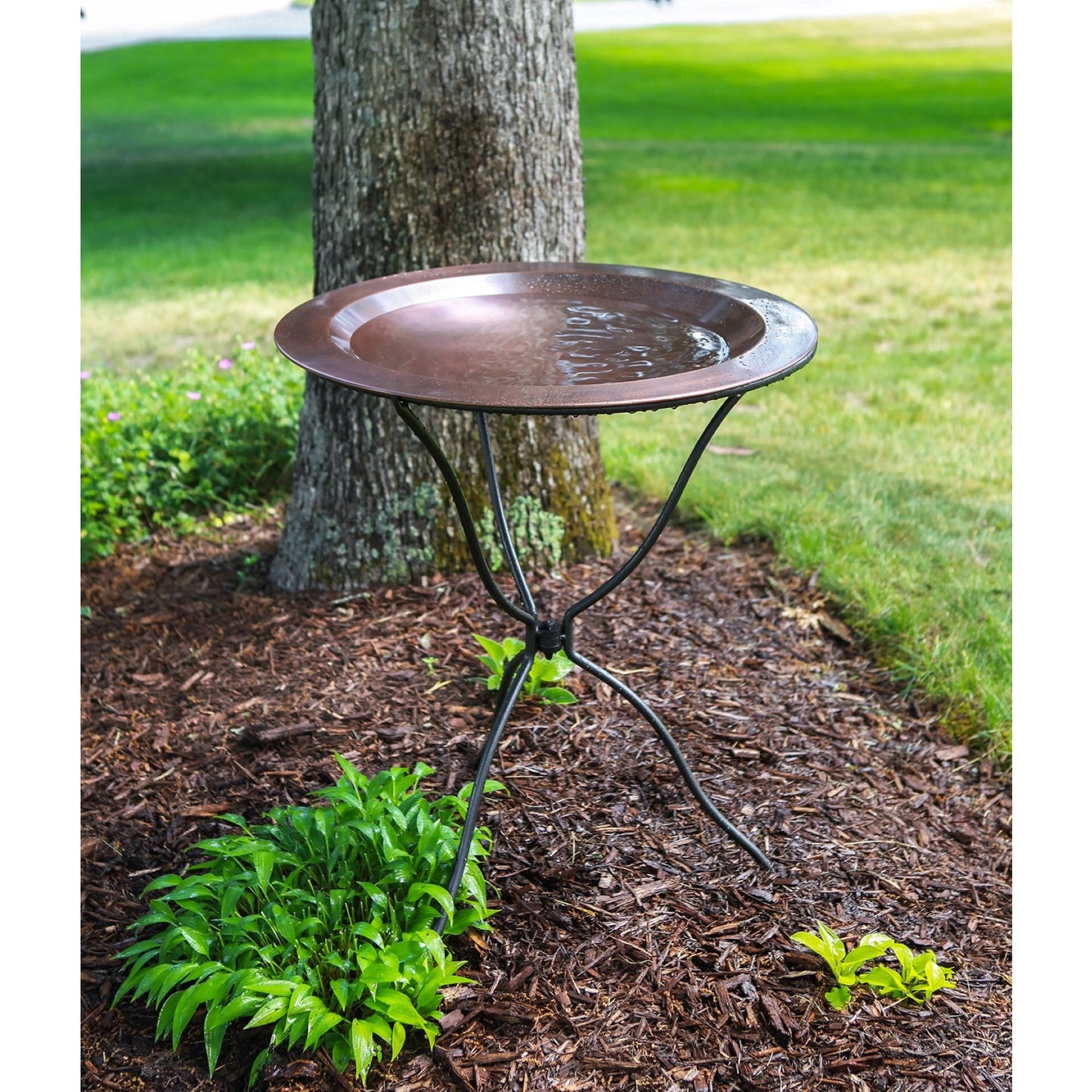 ACHLA Tripod Ring Stand | Graphite Powder-Coated Wrought Iron | Garden & Patio Birdbath Stand | 23in Dia x 29in H | Model BBS-14