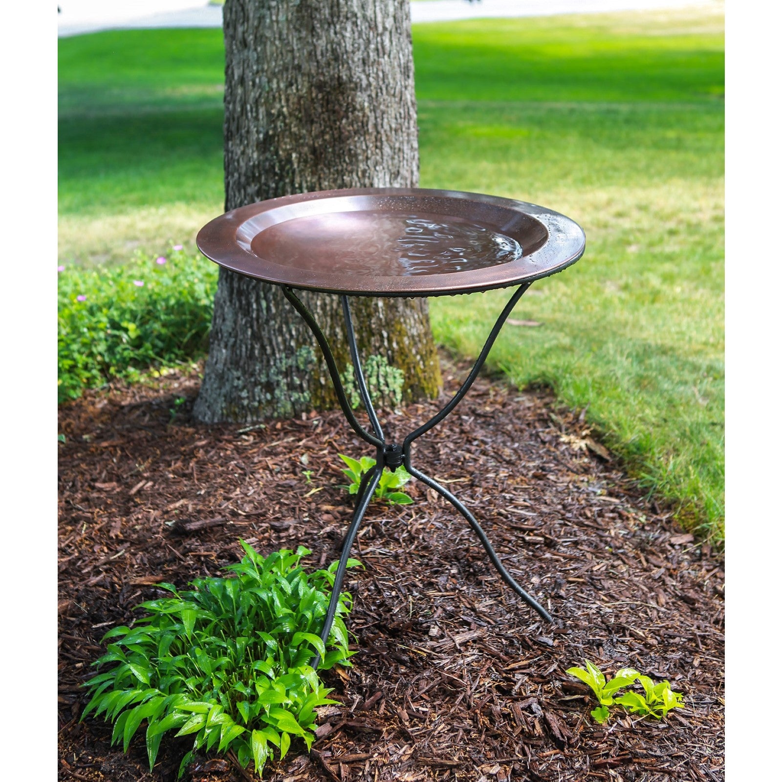ACHLA Tripod Ring Stand | Graphite Powder-Coated Wrought Iron | Garden & Patio Birdbath Stand | 23in Dia x 29in H | Model BBS-14