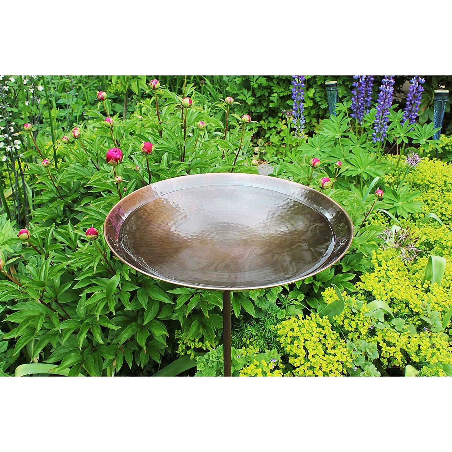 ACHLA Burnt Copper Birdbath with Stand | Hammered Stainless Steel Antique Copper Finish | Outdoor Garden & Patio Bird Bath | Model BCB-01-S