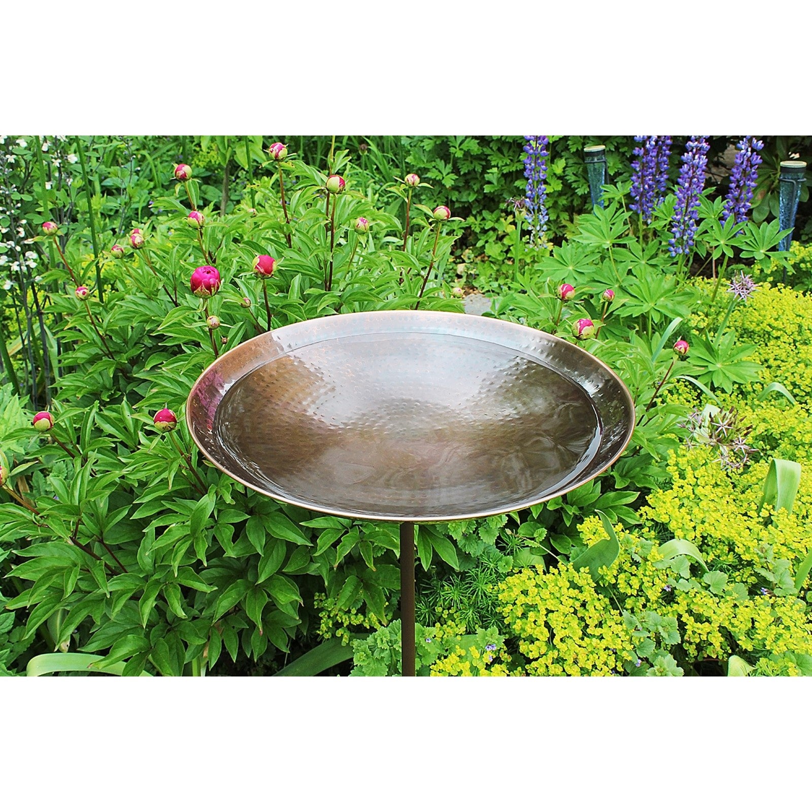 ACHLA Burnt Copper Birdbath with Stand | Hammered Stainless Steel Antique Copper Finish | Outdoor Garden & Patio Bird Bath | Model BCB-01-S
