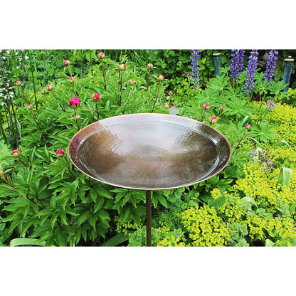 ACHLA Burnt Copper Birdbath with Stand | Hammered Stainless Steel Antique Copper Finish | Outdoor Garden & Patio Bird Bath | Model BCB-01-S