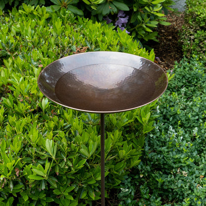 ACHLA Burnt Copper Birdbath with Stand | Hammered Stainless Steel Antique Copper Finish | Outdoor Garden & Patio Bird Bath | Model BCB-01-S