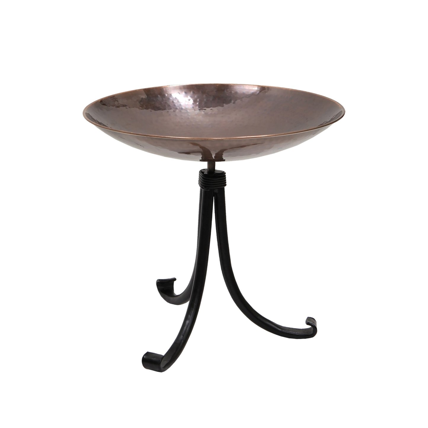 ACHLA Burnt Copper Birdbath Tripod Stand | Hammered Copper Bowl on Wrought Iron Base | Garden & Patio Accent | 14 x 14 x 13 in | Model BCB-01-TR2