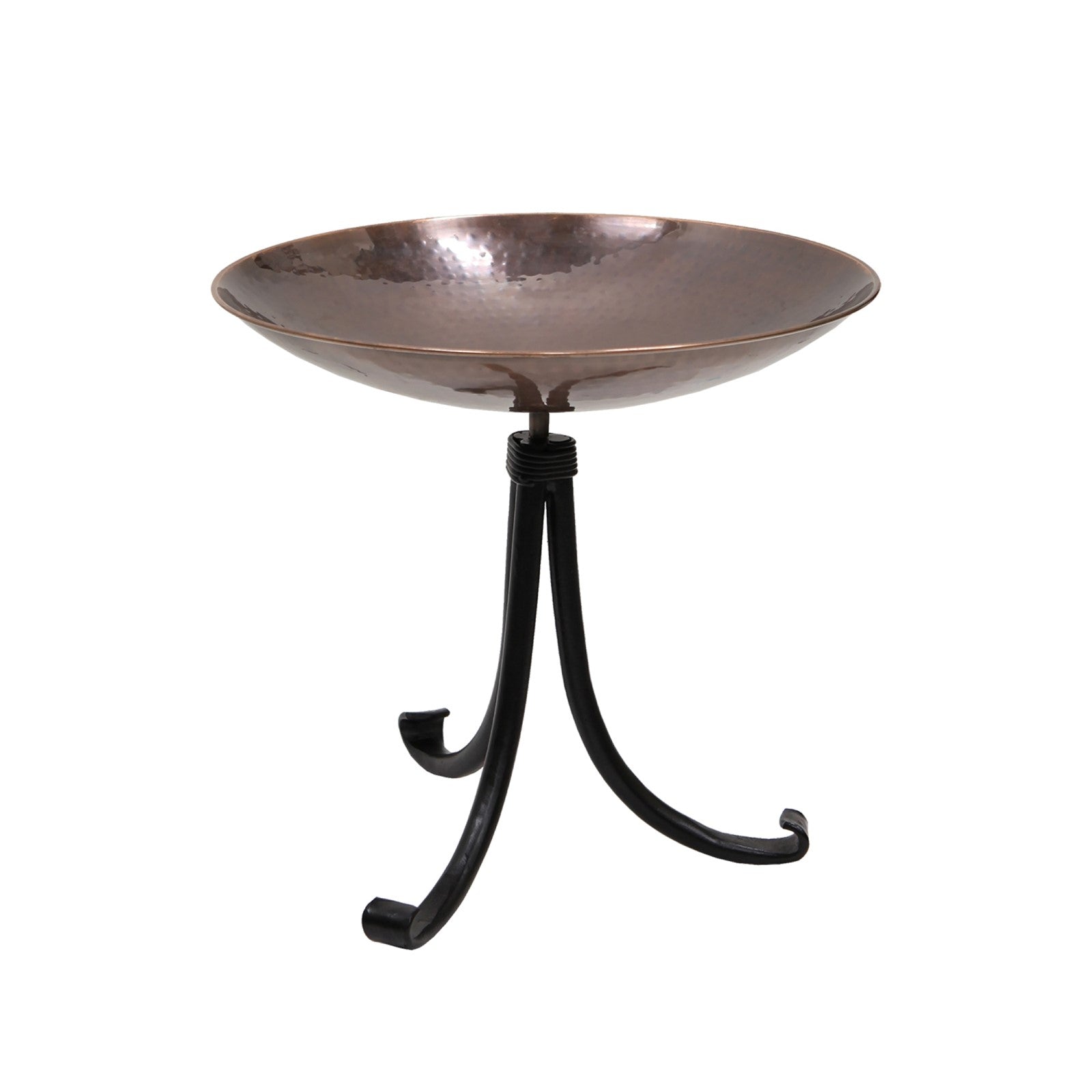 ACHLA Burnt Copper Birdbath Tripod Stand | Hammered Copper Bowl on Wrought Iron Base | Garden & Patio Accent | 14 x 14 x 13 in | Model BCB-01-TR2