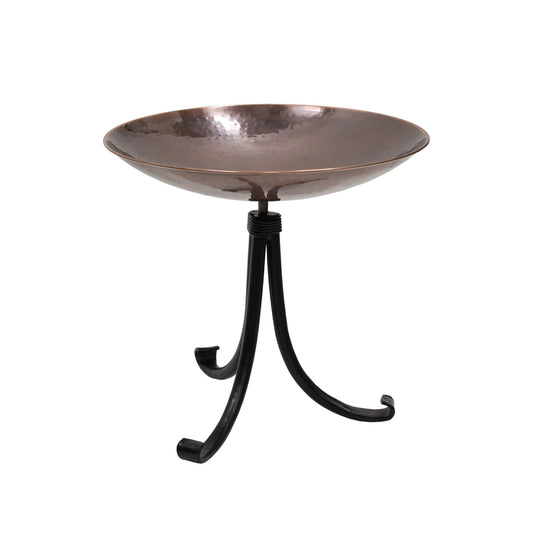 ACHLA Burnt Copper Birdbath Tripod Stand | Hammered Copper Bowl on Wrought Iron Base | Garden & Patio Accent | 14 x 14 x 13 in | Model BCB-01-TR2