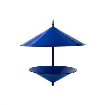 ACHLA Trulli 15in Birdfeeder | French Blue Wrought Iron Conical Roof | Garden & Patio Bird Feeding | 14.5 x 14.5 x 15 in | Model BF-03FB