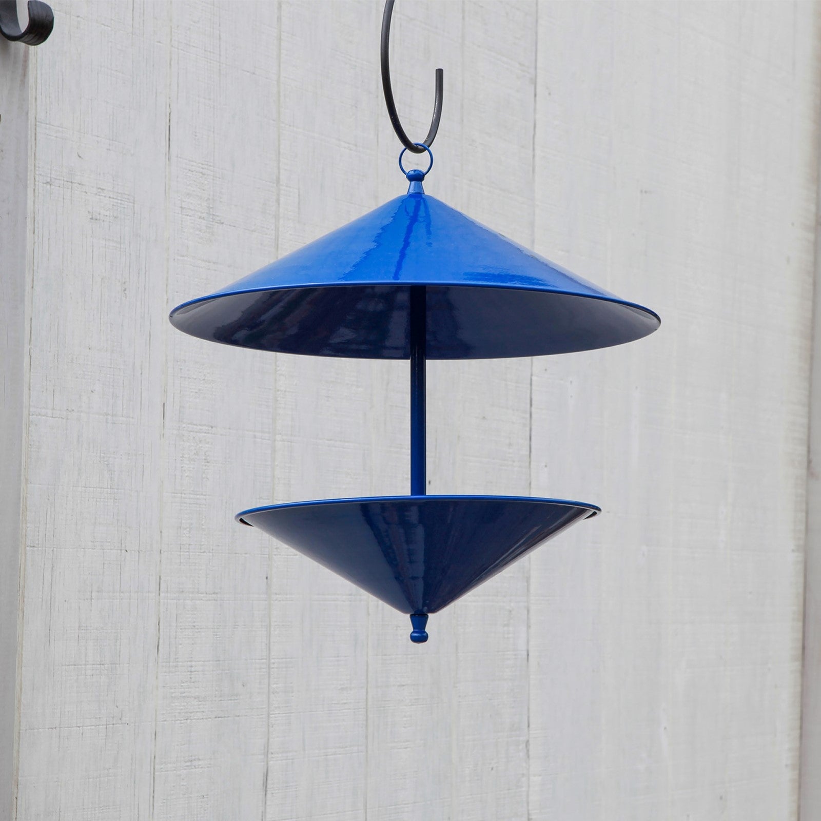 ACHLA Trulli 15in Birdfeeder | French Blue Wrought Iron Conical Roof | Garden & Patio Bird Feeding | 14.5 x 14.5 x 15 in | Model BF-03FB