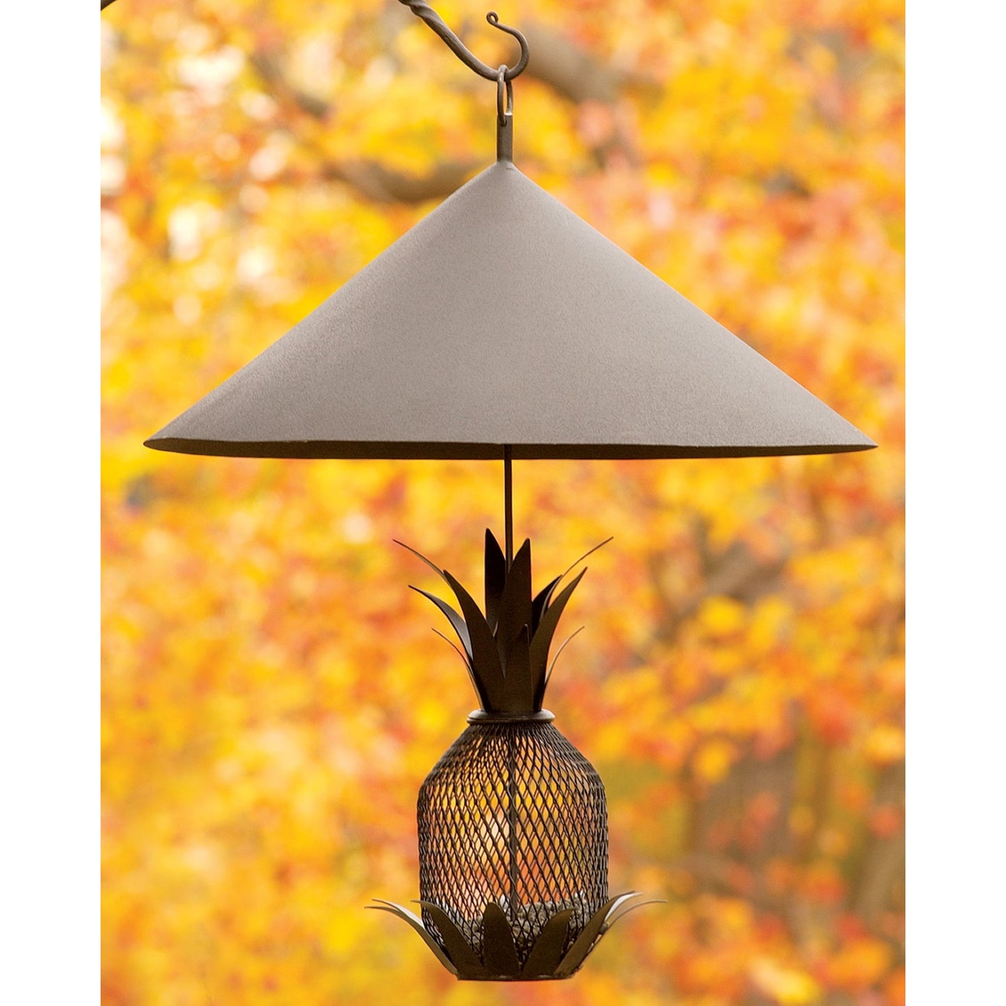 ACHLA Hanging Squirrel Deflector 18in | Black Wrought Iron | Outdoor Bird Feeder & Garden Protection | 18 x 18 x 10 in | Model BGD-03
