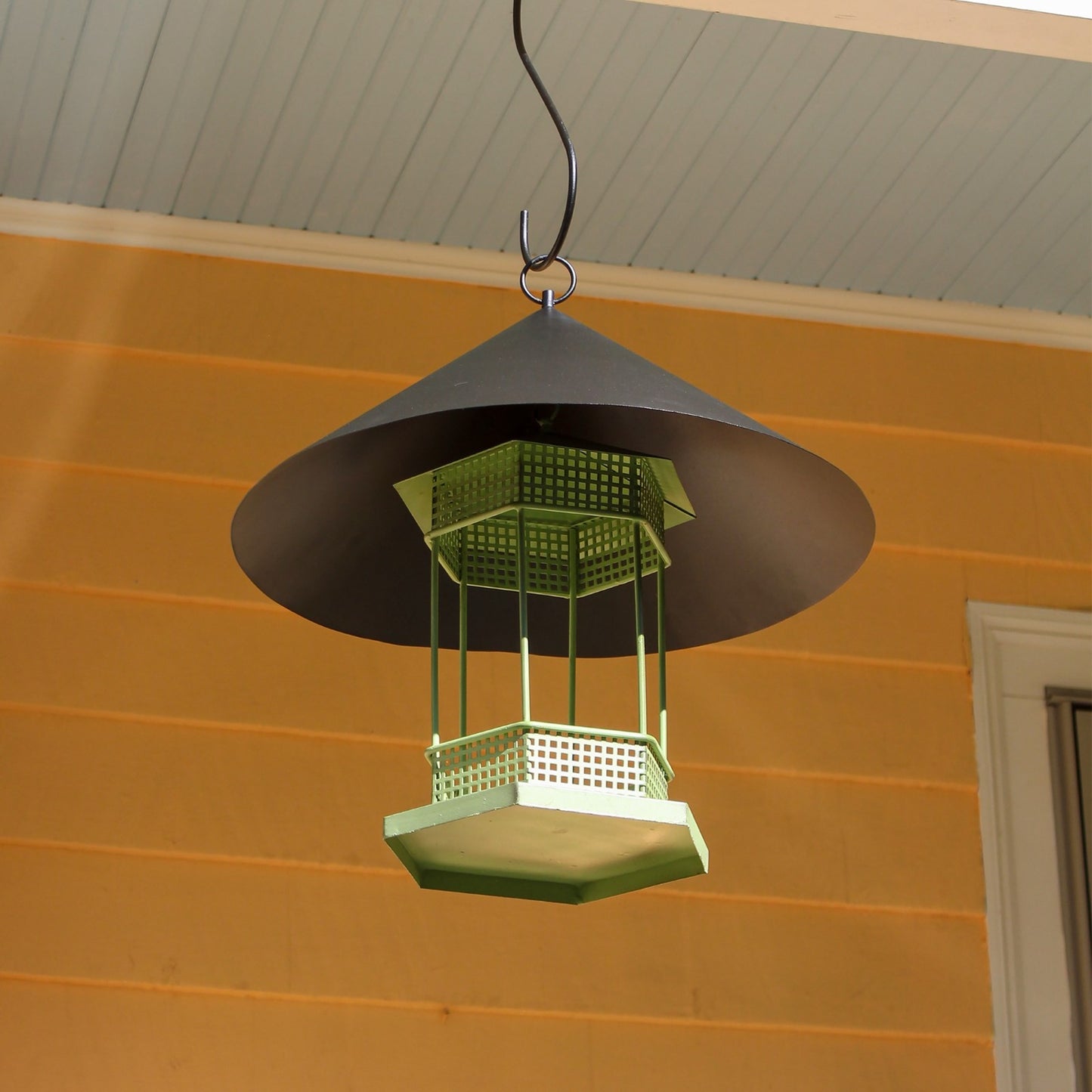 ACHLA Hanging Squirrel Deflector 18in | Black Wrought Iron | Outdoor Bird Feeder & Garden Protection | 18 x 18 x 10 in | Model BGD-03