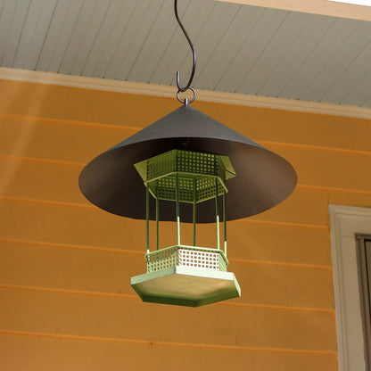 ACHLA Hanging Squirrel Deflector 18in | Black Wrought Iron | Outdoor Bird Feeder & Garden Protection | 18 x 18 x 10 in | Model BGD-03