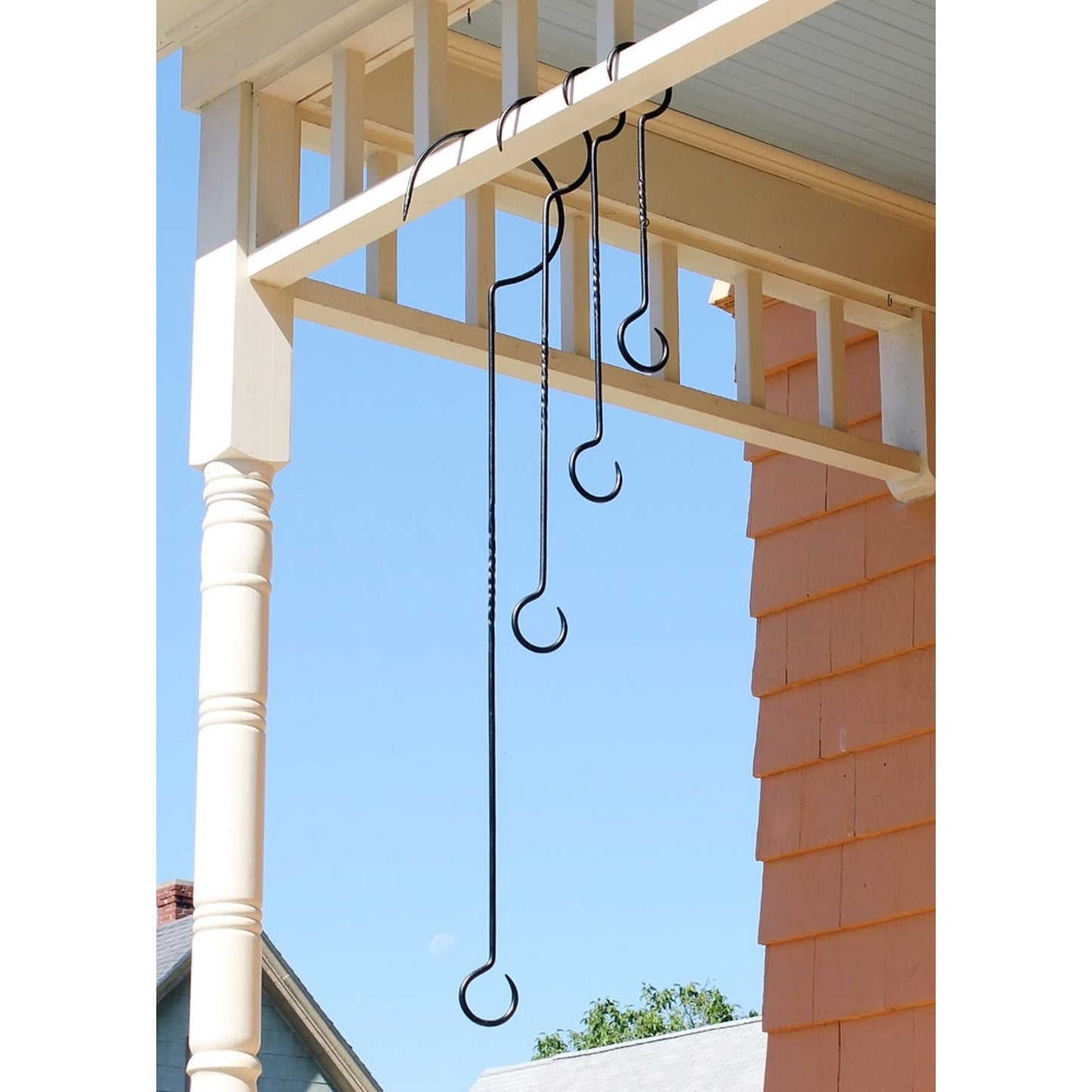 ACHLA 18in Hook Extender Pack of 2 | Black Powdercoat Wrought Iron | Hanging Plant & Bird Feeder Extender | 18 in L, 1/4 in Stock | Model BGE-18-2