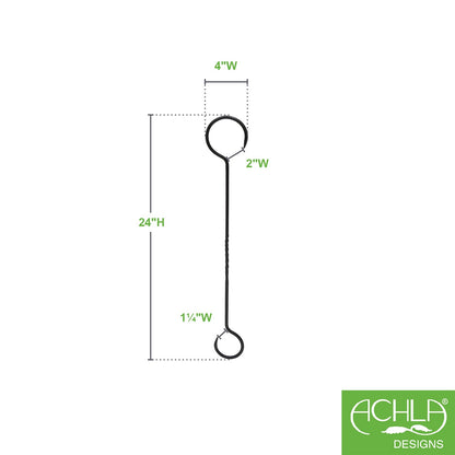 ACHLA 24in Extender with Twist Pack of 2 | Black Powdercoat Wrought Iron | Bird Feeder & Plant Hanger | 24in L, 1/4in Stock | Model BGE-24-2
