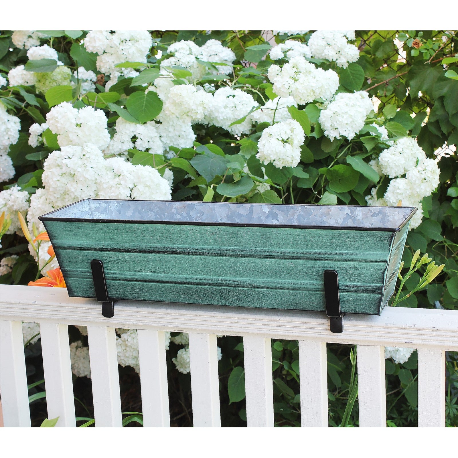 ACHLA 6in Flower Box Bracket for 2x4 Railing | Wrought Iron Black Powdercoat | Deck, Porch & Balcony Planter Support | 1 x 7 x 4 in | Model BGK-13-08